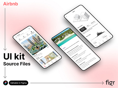 Make Airbnb UI your own airbnb airbnb app app design booking branding design editable figma free kit mobile app mockup platform software template travel app ui ui kit ui ux website