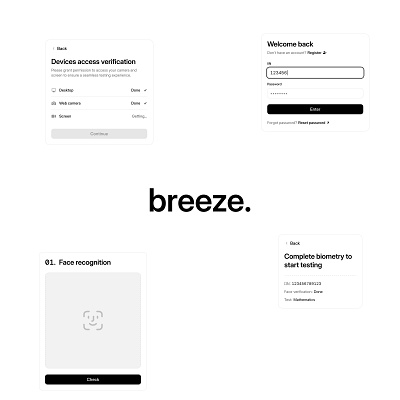 breeze. Online Testing Webapp black blackandwhite clean design minimalist monochrome online testing swiss typography ui ux white