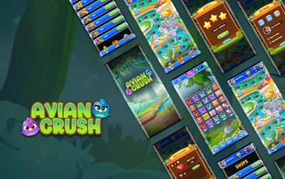 Avian Crush: A Feathered Adventure bird game bird match branding card game design game design illustration ludo poker rummy teenpatti ui