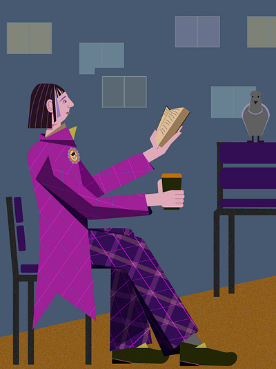 Reading outside book character illustration illustrator read vector