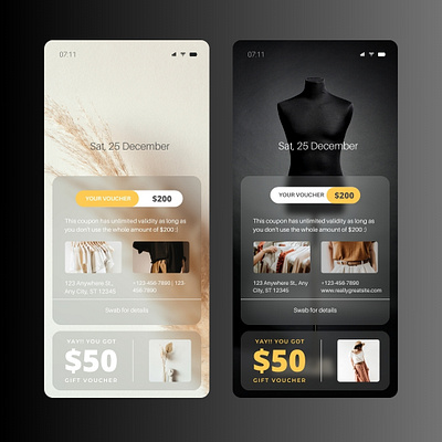 Fashion Gift Voucher Notify animation app branding design dribbble graphic design logo typography ui ux vector