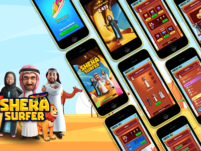 Shera Surfer – Surf’s Endless Journey 3d card game design endless runner game design illustration ludo poker rummy runner runner game subway surfer teenpatti ui