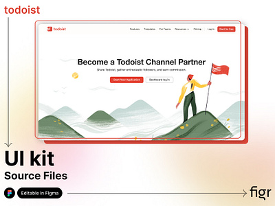 Make todoist UI your own application branding design editable figma figma editable free illustration illustration ui kit mockup modern ui platform task management template tooist ui ui kit ui ux website