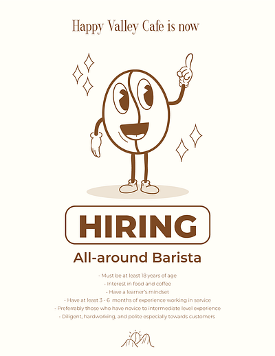 A hiring poster for a coffee shop (Happy Valley Cafe) graphic design