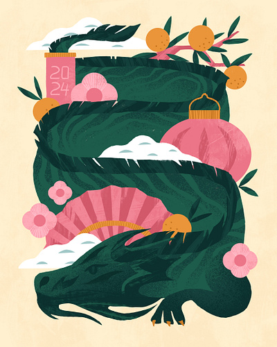 Year of the Dragon chinesenewyear concept design digital art dragon illustration illustrator poster texture yearofthedragon
