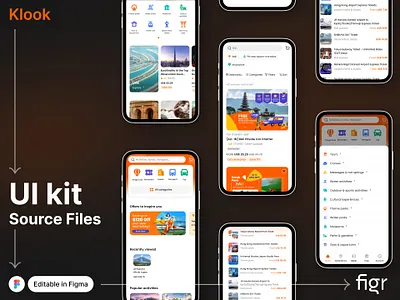 Make Klook UI your own app design booking app booking.com branding design editable figma free freelance kit klook landing page mobile app mockup template travel app ui ui kit ui ux website