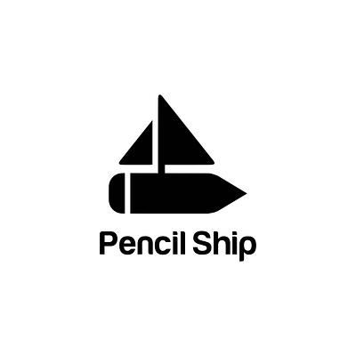 Pencil Ship Logo cute design graphic design icon icon logo logo logo siple logos logotype modern pencil pencil ship logo ship simple simple logo vector