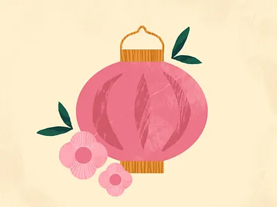 Lantern chanese latern concept editorial flat flowers illustration illustrator pink and green spot illustration texture