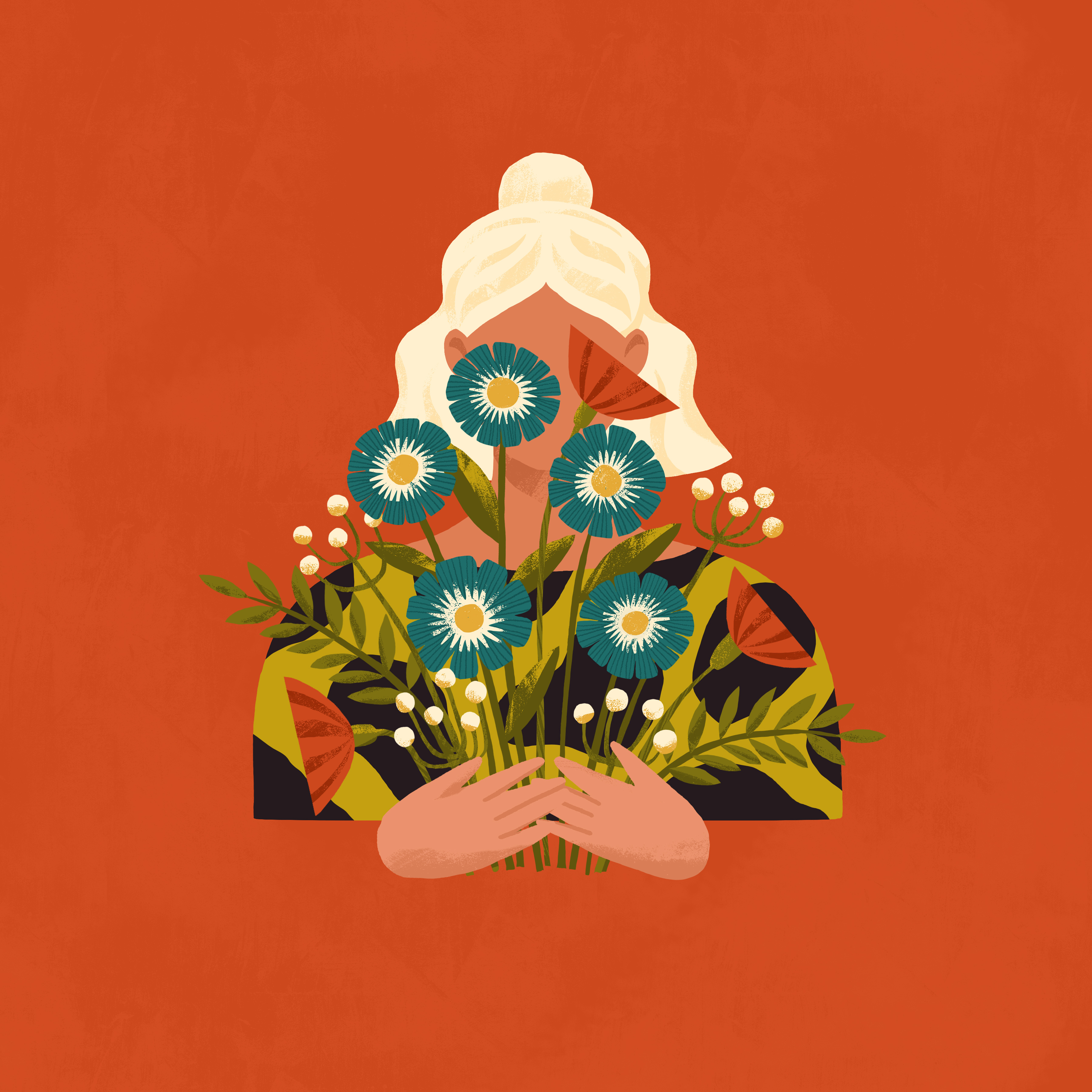 Blonde girl concept design flat flowers girl illustration illustrator international womans day spring texture woman