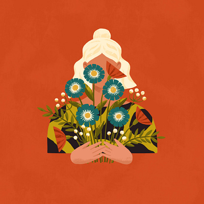 Blonde girl concept design flat flowers girl illustration illustrator international womans day spring texture woman
