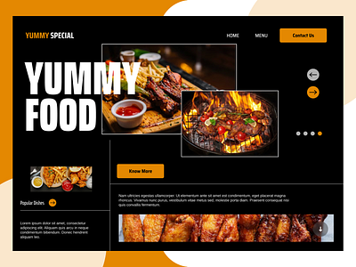 Yummy Special - Header Design clean cooking dinner fast delivery food drink food delivery landing hero section hungry landing page design minimal online order product design restaurant website snacks ui desing visual design web template website design yummy food