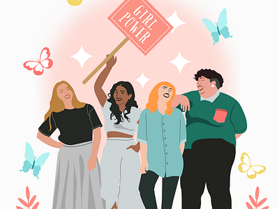 Girl Power | Women's Day 8 de marzo 8th womens butterfly estrellas flat design girl graphic design international mariposas mujer mujeres poder power protest protesta sparks woman