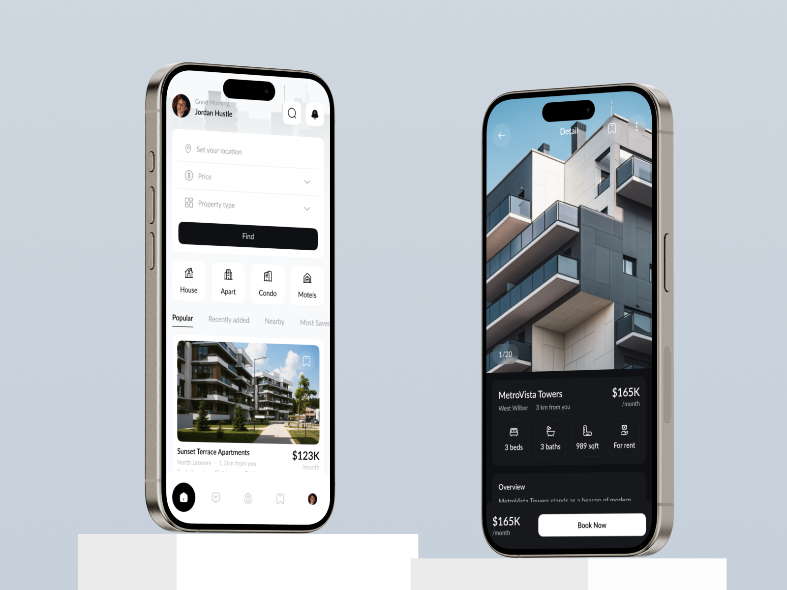 Homey - Real Estate Mobile App UI KIT branding building clean dark mode dpopstudio estate find find house home house ios leasing logo mobile mobile app real estate rental rental house ui ux ui8