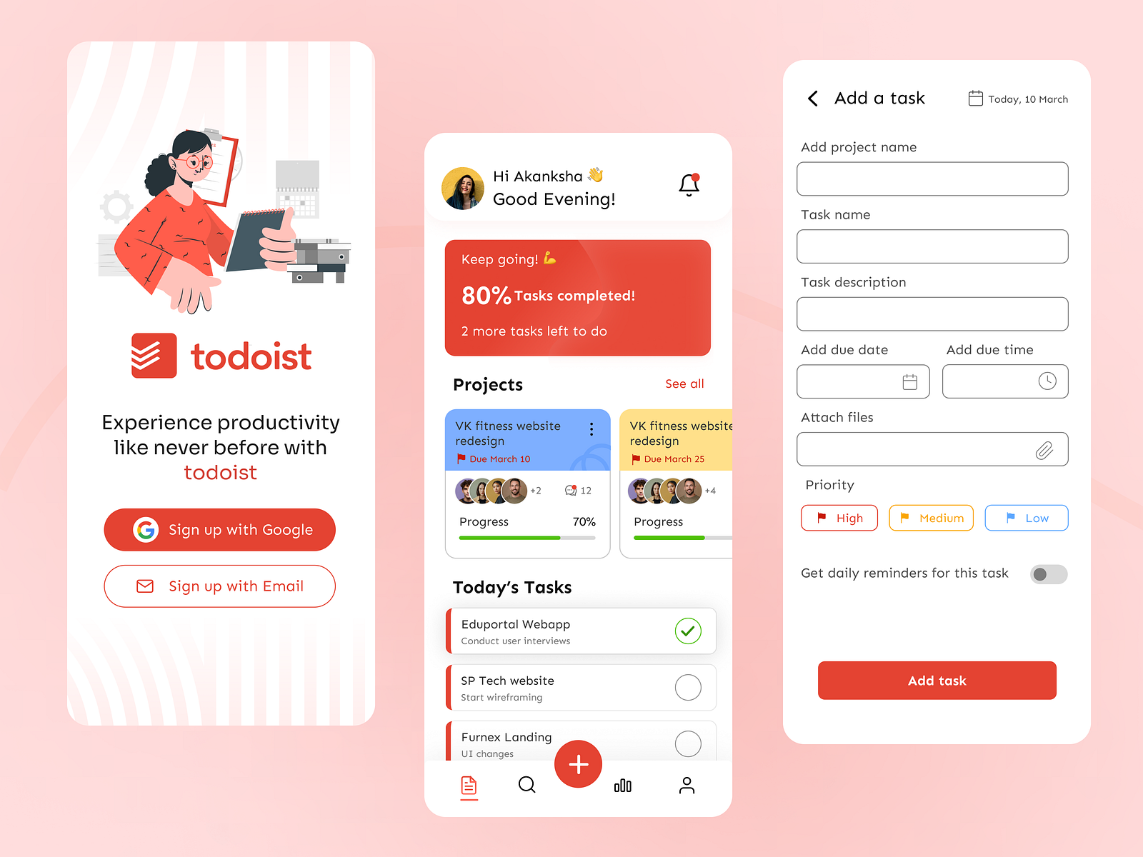 Task management UI | todoist redesigned by Akanksha on Dribbble