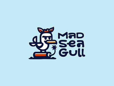 Mad Seagull beach bird bomb character crazy dynamite logo logotype mad mascot seagull