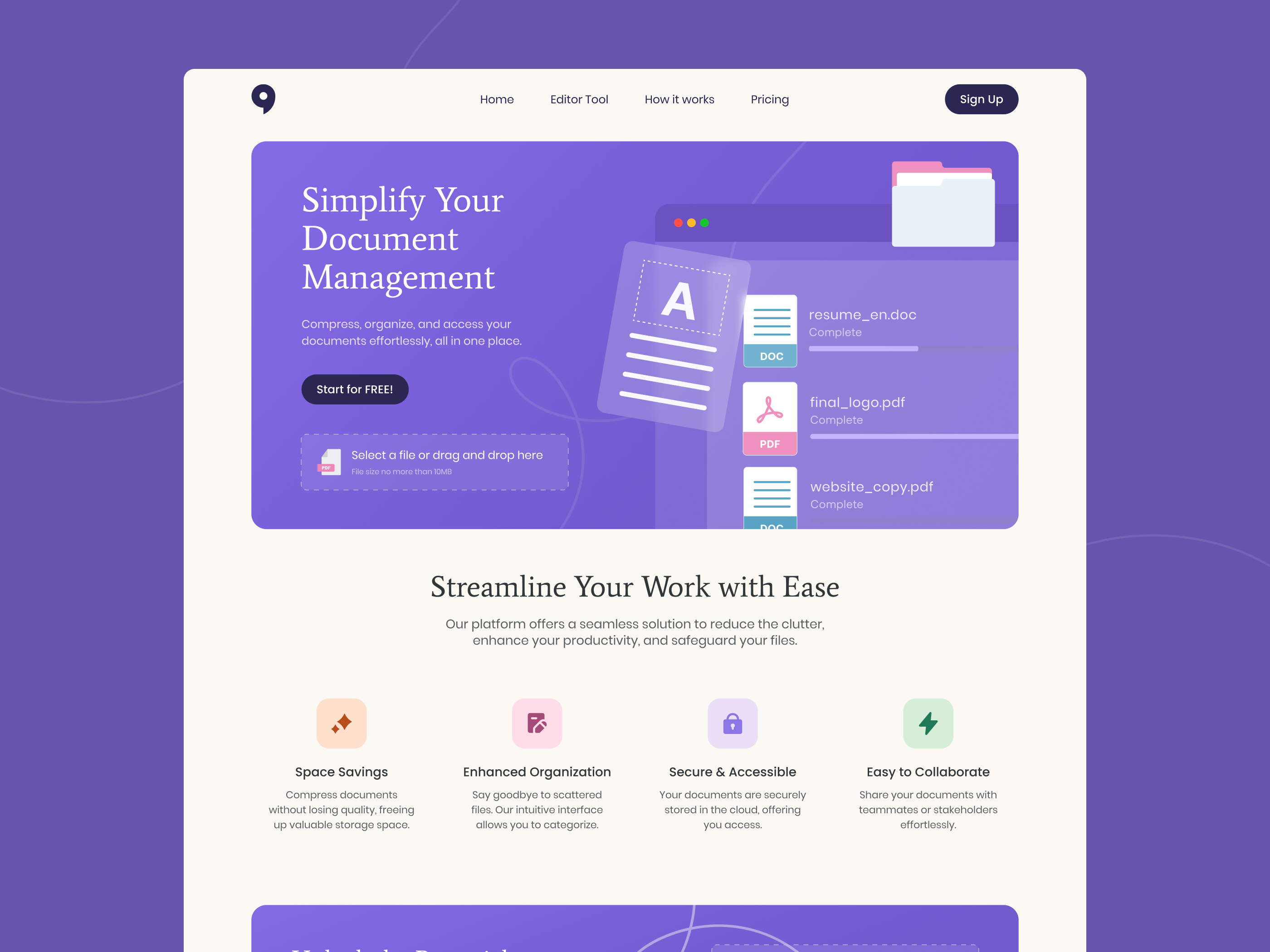 Saas Website Redesign document landing page landingpage minimalistic design pdf pdf tool redesign saas ui ui design uidesign uiux uxdesign web platform webapp webdesign website