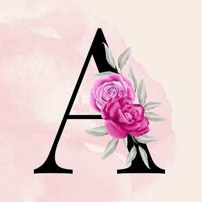 A font romantic typography with pink watercolor branding design floral alphabet floral typography graphic design illustration illustrations logo vector watercolor watercolor alphabet watercolor art watercolor flowers