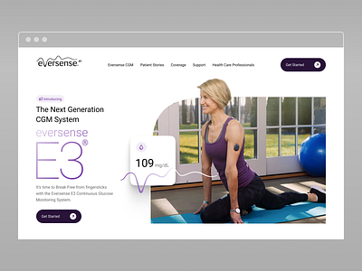 Eversense (CGM) | Landing Page Redesign blood cgm diabetics glucose health technology hero landingpage medical monitor