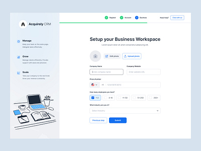 Acquirely CRM Onboarding Screen branding illustration ui ux web