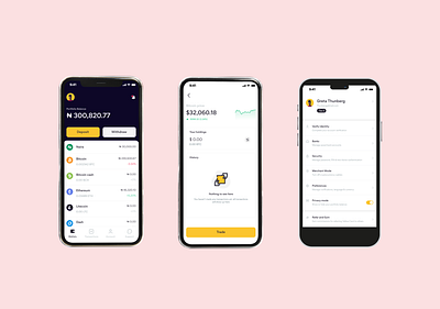 Yellow Card Mobile App Version 1 crypto design minimal minimalistic mobile mobile app ui user interface user interface design wallet
