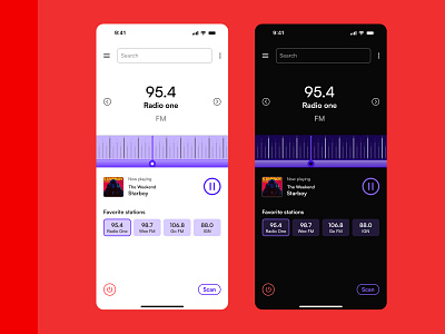 Radio Mobile App Design app design dark mode design figma ios light mode mobile app product design radio radio app ui ui design ui ux uiux user experience user interface ux uxui weekend