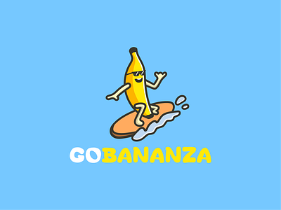 GoBananza logo banana banana logo branding character character logo design go bananza illustration logo logo character logo design logo mascot mascot mascot logo surf surf club surf logo surg club logo vector vector illustration