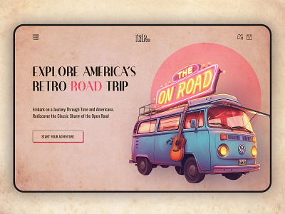 Retro Road Trip Company Concept design graphic design ui ux webdesighn