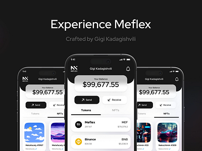 Meflex: Redefining Crypto & NFT Management appdesign blockchain collaboration cryptoapp cryptocurrency designinspiration digitalart digitalassets easy to use fintech innovation intuitive nfts productdesign techinnovation ui uiuxdesign user friendly userexperience