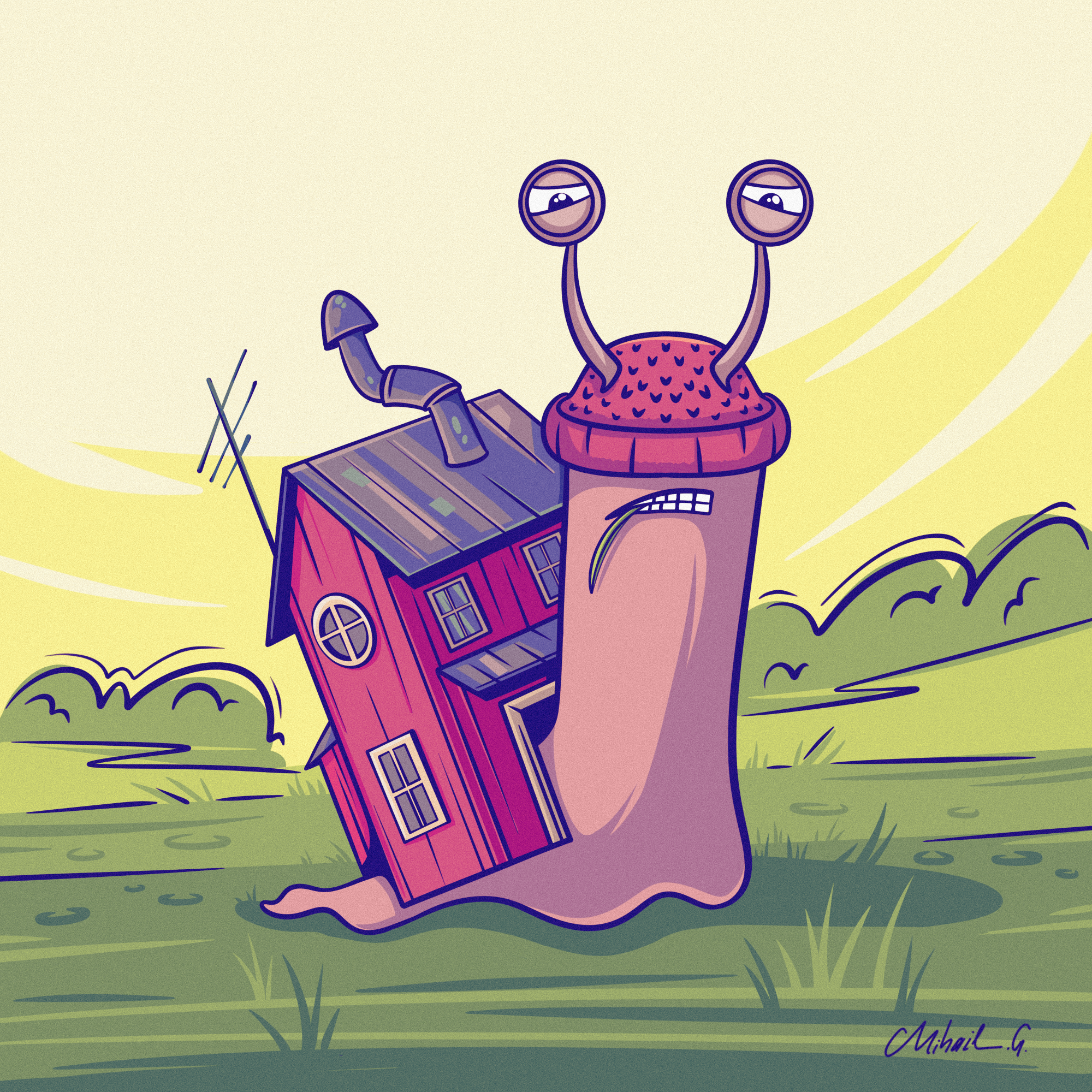 Home of the brave. animals character home house illustration nature procreate snail t shirt