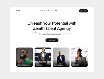 Zenith - Talent Agency Website design graphic design productdesign ui uidesign uiuxdesign ux web design website