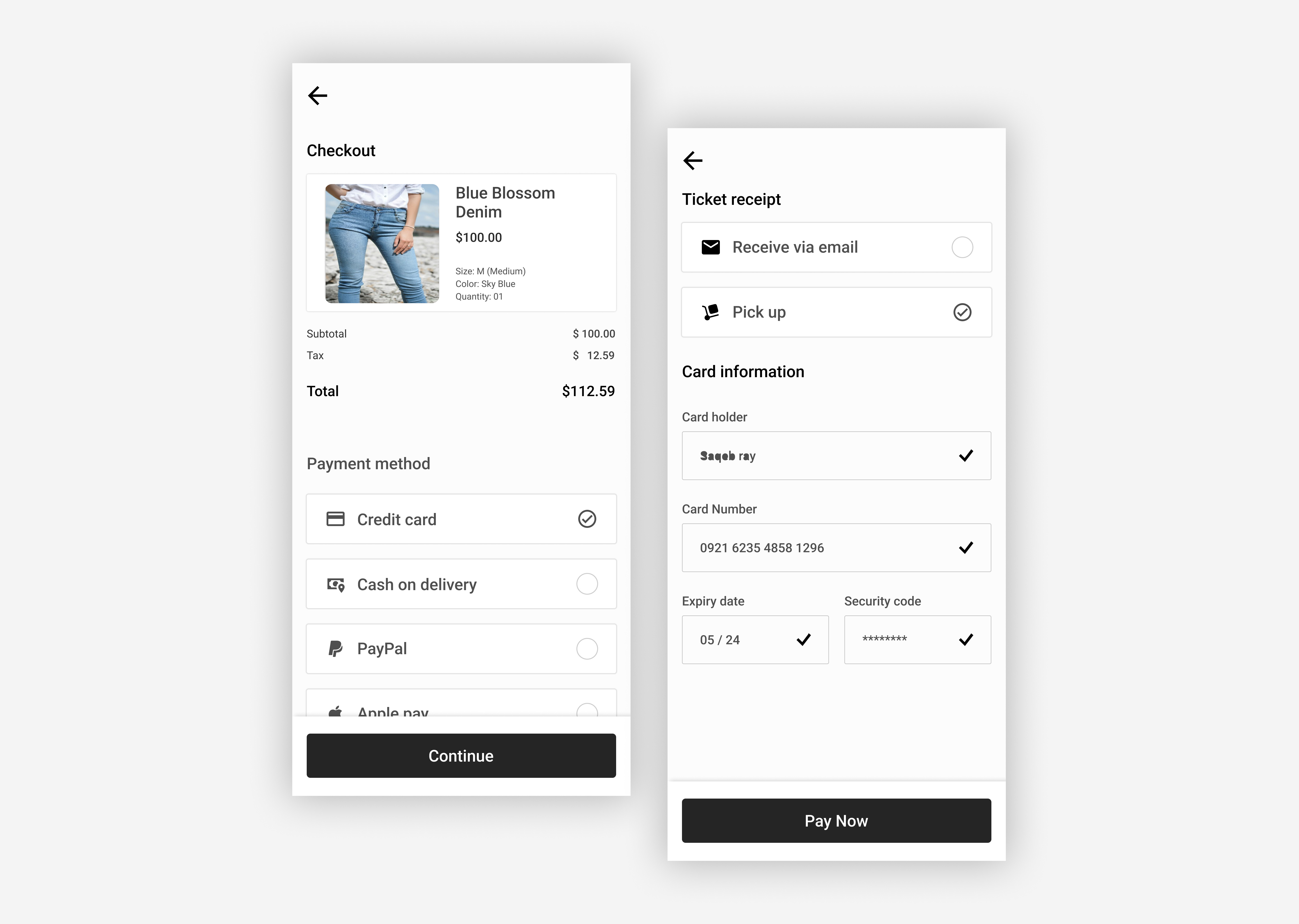 Credit Card Check out page app UI Design by Sakib Reza on Dribbble