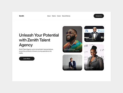 Zenith - Talent Agency Website agency design graphic design productdesign talent ui uiux uiuxdesign ux web web design website zenith