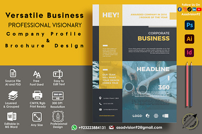 Company Profile & Brochure Design 3d animation branding brochure company profile graphic design logo motion graphics ui