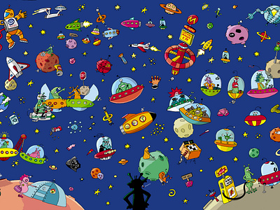 Spacejam aliens cartoon comic graphic design space