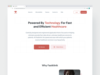 Fastklinik Hero section V 1.0 health tech hospital management solution ui web site