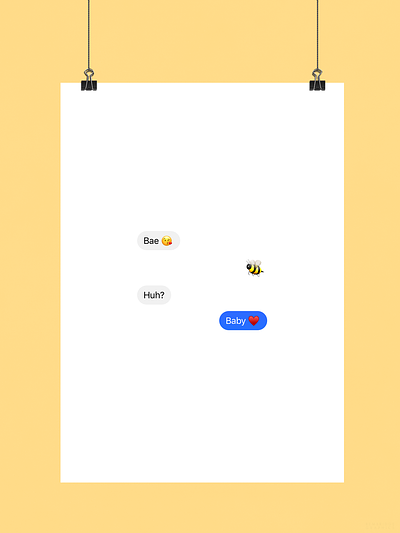 Bae Bee | Typographical Poster bee emoji funny graphics humour message poster simple text typography