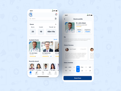 🔍CRM - Mobile App alert app appointment book care crm doctor health hospital illness medical medicine mobile online patient payment review ui ux video call