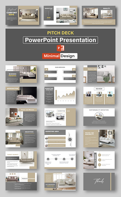 PITCH DECK POWERPOINT PRESENTATION DESIGN business presentation figma marketing pitch deck design minimal design powerpoint ui