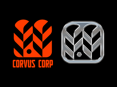 Corvus Corp animal architecture badge bird chrome corporate corvus crow feather icon identity logo medallion metal native american nature raven steel symbol