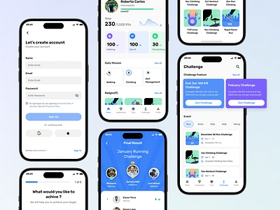 Fitgo - Sign up, Challenge & Activity app badges challenge clean design fit health leaderboard login minimal mobile app modern runner running sign up sport track ui ux workout