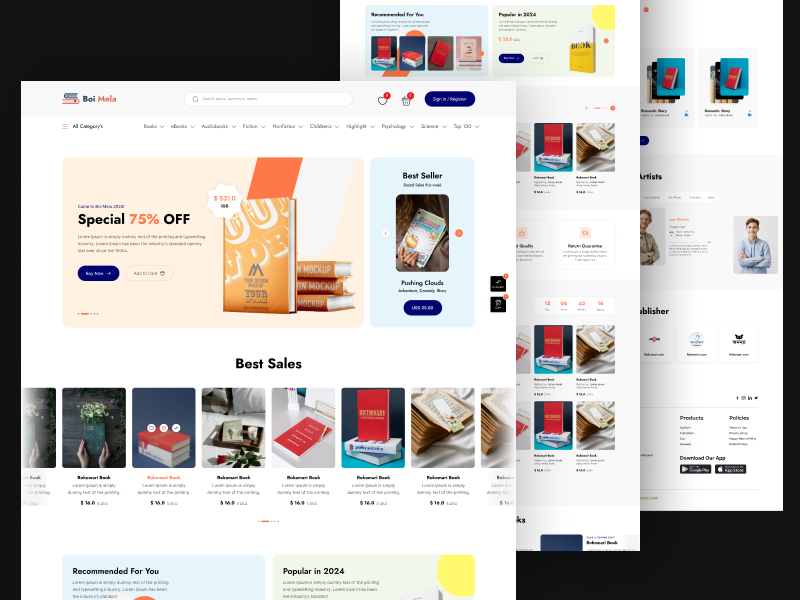 Boi Mela Website - Figma UI Design book buy book sell book site densign book website design ecommarc sass tamplate trandy tusharsharma69 ui ui design ui ux design web design