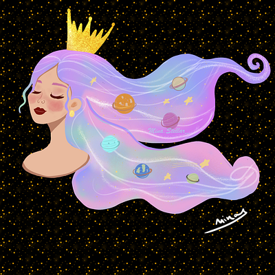 Milky Way Queen 👸 design galaxy graphic design illustration milky way procreate queen space