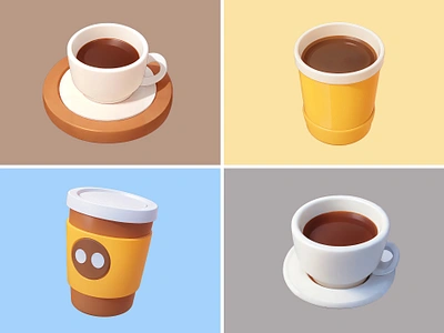 Coffee Icon Cartoon Illustration 3d americano cartoon coffee cup cute design icon illustration latte paper cup pastel rendering tumbler