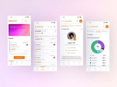 Project management app ui ux