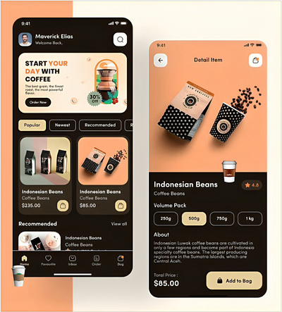 Coffee Enthusiast Mobile App app coffee coffee shop app design figma ui uiux user experience