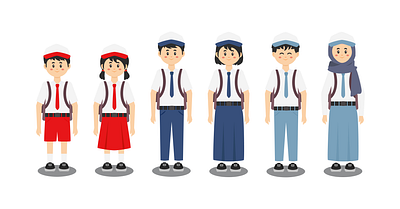 Character of Indonesian school students design graphic design illustration ui vector
