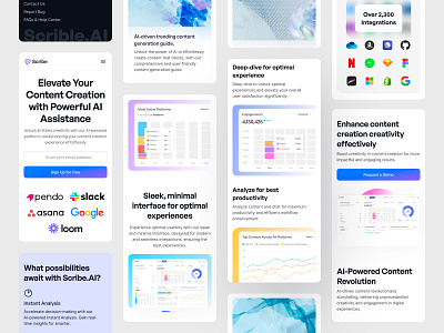 Ai Content Generator Responsive - Scribe ai ai content generator ai landing page ai platform ai product ai service app design automation copywriting minimal mobile app modern product design responsive trend uiux design web design web3 website