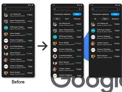Gpay transactions page redesign app design figma interaction design ui uiux ux