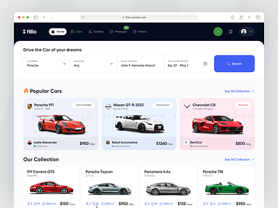 Sports Car Rental Platform - Home booking app booking car car rent service car rental cars design dream car filllo gaming car modern design racing car rent a car rental rental platform saas transport ui uiux web design webapp