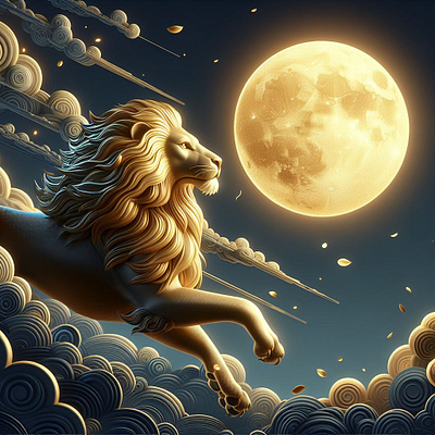 Golden Lion 3d graphic design